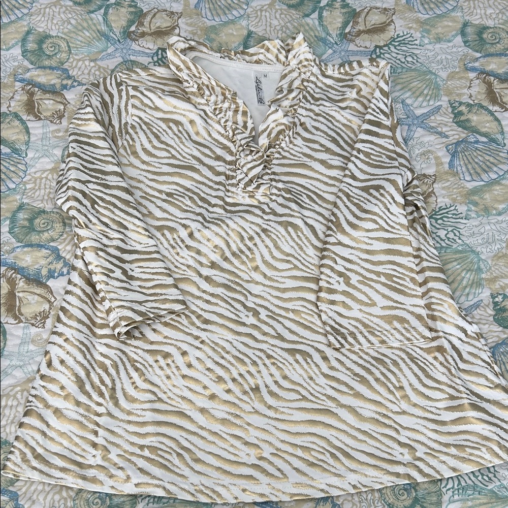 Lulu-B gold and White Zebra Print Tunic